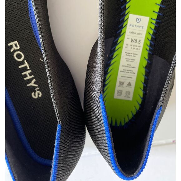 New Rothy’s Women’s The Point Flats In Black Solid Size 8.5W - Picture 4 of 5